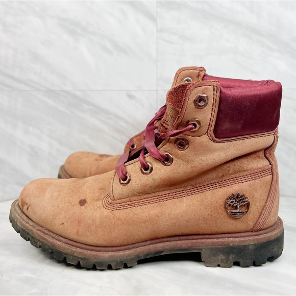 Timberland Shoes - Timberland Satin Collar Waterbuck Leather Boot Pomegranate 7.5